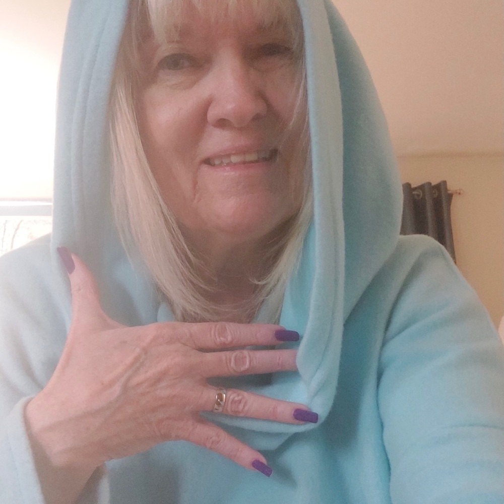Light Blue Fleece - Hooded, Hi-lo Hem, Cowl Neck Size large